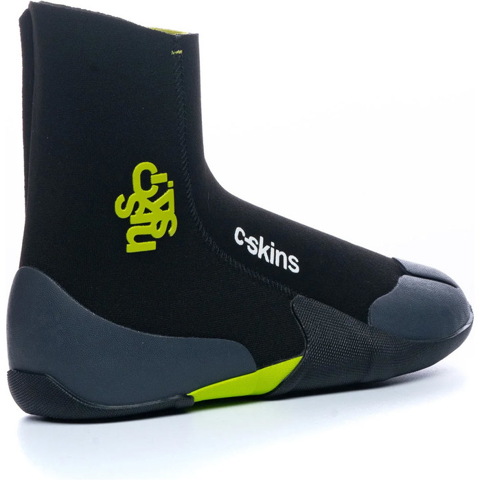 2024 C-Skins Junior Legend 5mm Zipped Round Toe Wetsuit Boots C-BOLE5JZ - Black / Flash Green / Charcoal